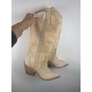 Dolce Vita Navene Western Cowboy Boots in Suede & Canvas - 7